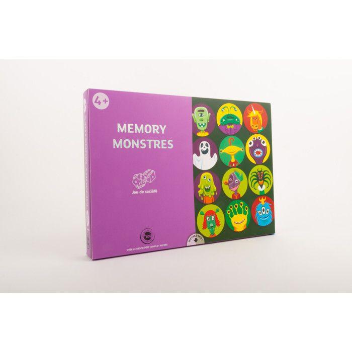 Jeu de société - MEMORY - MONSTRES - 40 jetons en bois - Violet - À partir de 5 ans