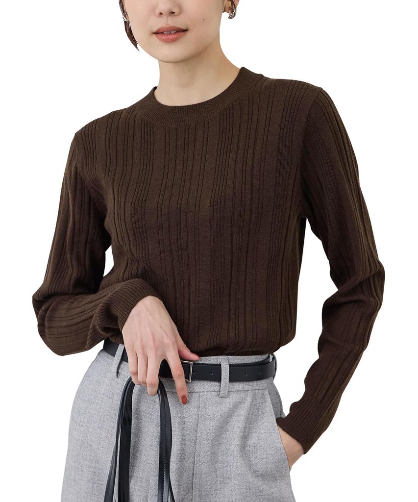 ROPE PICNIC Random Rib Knit Dark Brown Women's Pullover, GDM54180, (20)