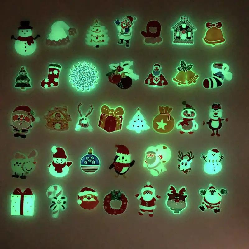 7pcs Festive Luminous Christmas Shoe Charms for Clogs & Sandals Durable PVC Cartoon Santa Decorations DIY Access Holiday Gift