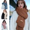 Women Knitted Shawl Scarf Winter Long Scarves With Label Thicken Warm Soft Pashmina Shawls Wrap All-match Wool Neck Collar Scarf