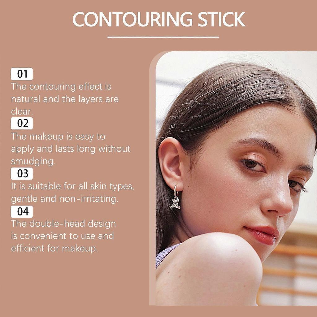 Zephoco 2-In-1 Facial Highlight Contour Stick Highlight Repair Double-Headed Modification Facial Stereo Not Easy To Makeup