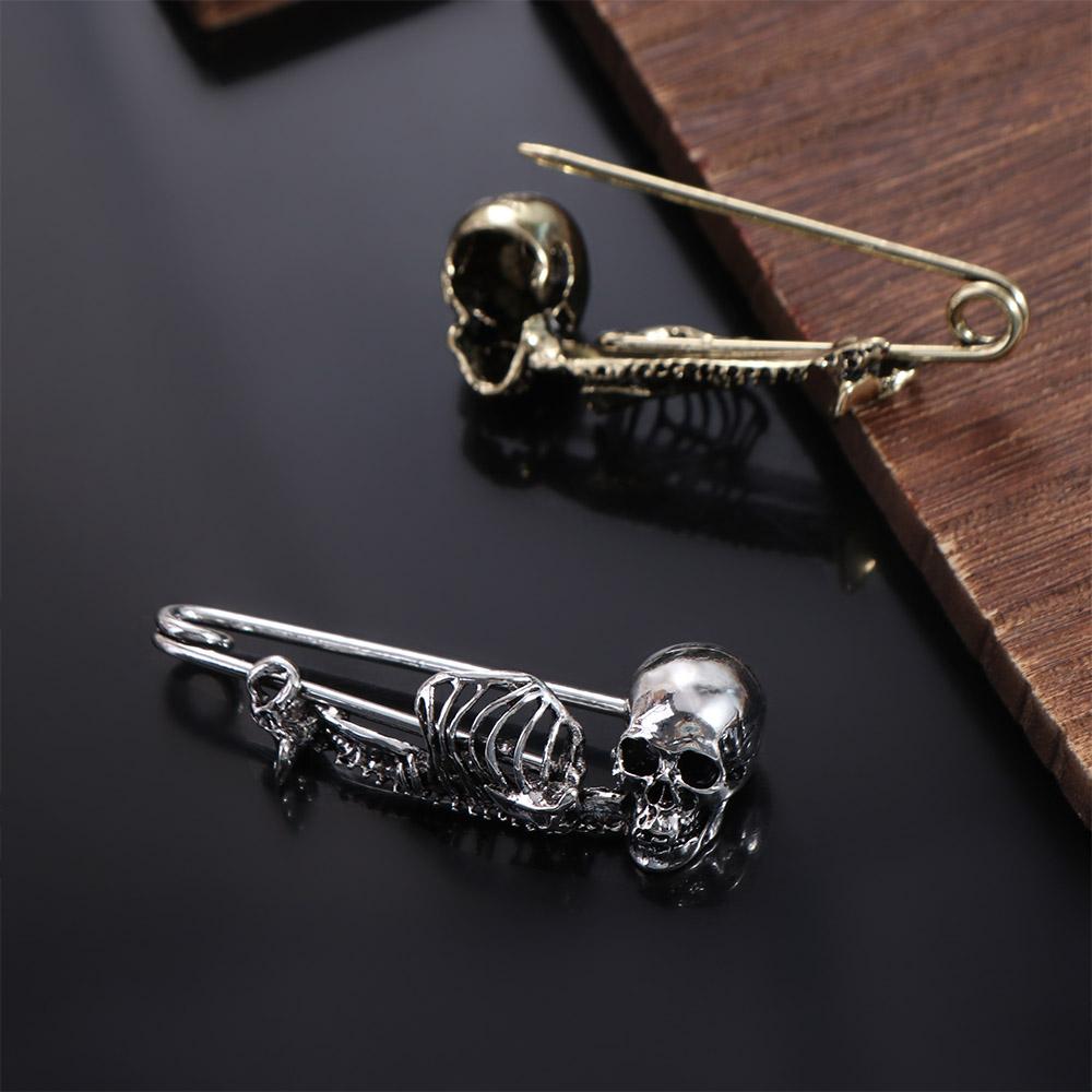 Creative Halloween Skeleton Brooch Vintage Gothic Skull Badge Lapel Pin Retro Skull Pin Women
