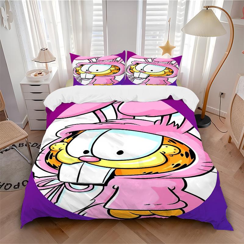3pcs Garfield, Bunny Duvet Cover Set, 1 Duvet Cover + 2 Pillowcases (No Insert), High-Definition Print, Home & Dorm Set yy251208021
