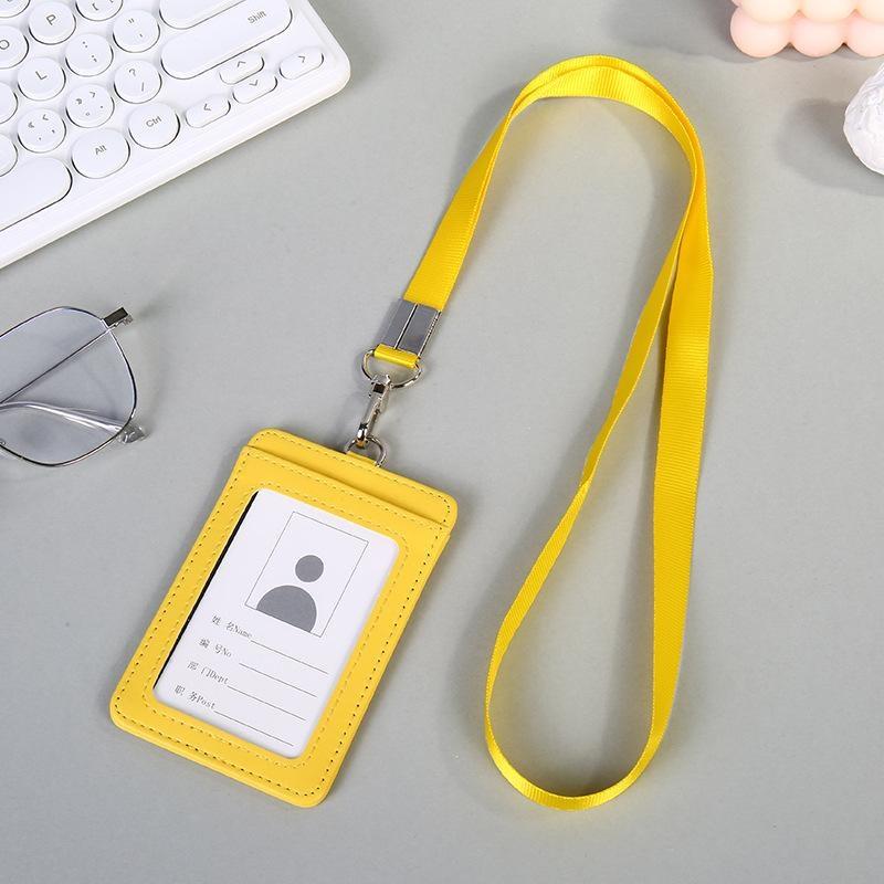 Держатель для ID-карты из искусственной кожи с шейным шнурком, вертикальный, горизонтальный, для офисного работника, школьника