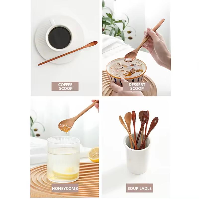 6 шт. кухонных принадлежностей деревянные столовые приборы Фиби Чжэнан деревянная ложка ужин десерт суп сервировочные ложки