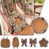 Bow Car Seat Decoration Flower Plush Seat Cushion Leopard Print Car Headrest Cushion Front