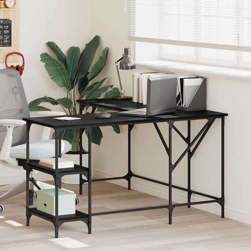 L Shaped Desk Black Oak Effect 139 x 139 x 75 cm