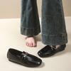 2025 Spring and Autumn New Small Leather Shoes Women's Shoes Versatile Loafers British Style Flat-bottomed Women's Single Shoes Doudou Shoes