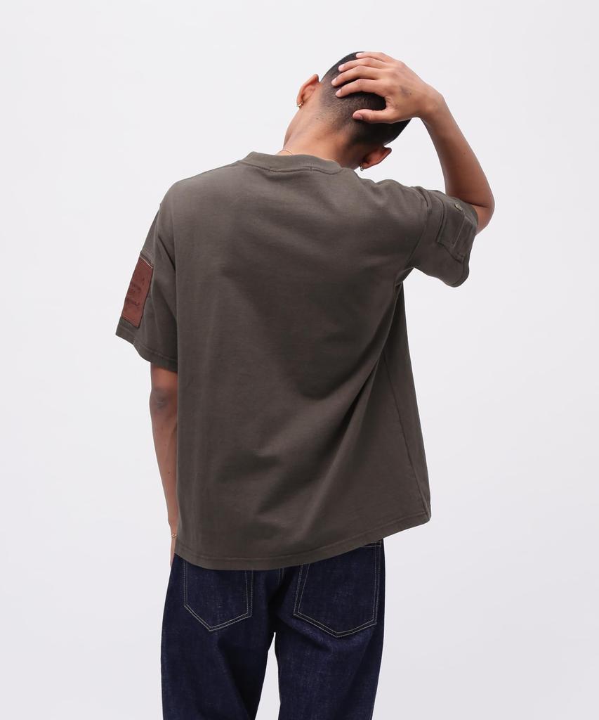 AVIREX 50th Anniversary Leather Patched Fatigue T-Shirt Men's M 310 Olive 783-5134012