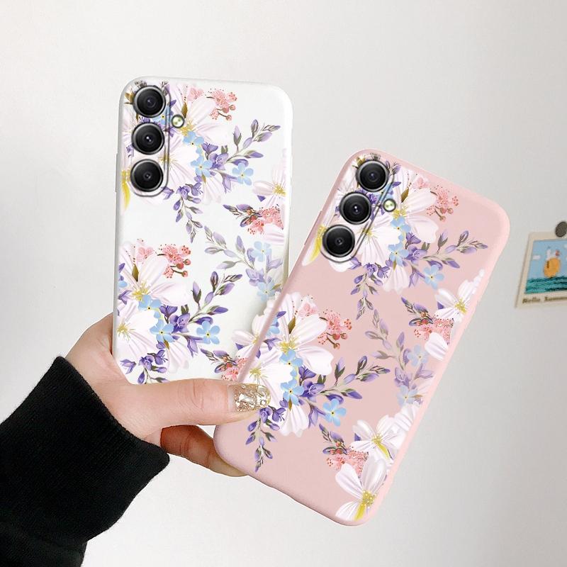 Мягкий силиконовый чехол с цветочным узором для Samsung M35 A35 Xiaomi Redmi Note 13 Pro Poco C65 iPhone Huawei Honor Realme Camera Защитный противоударный чехол