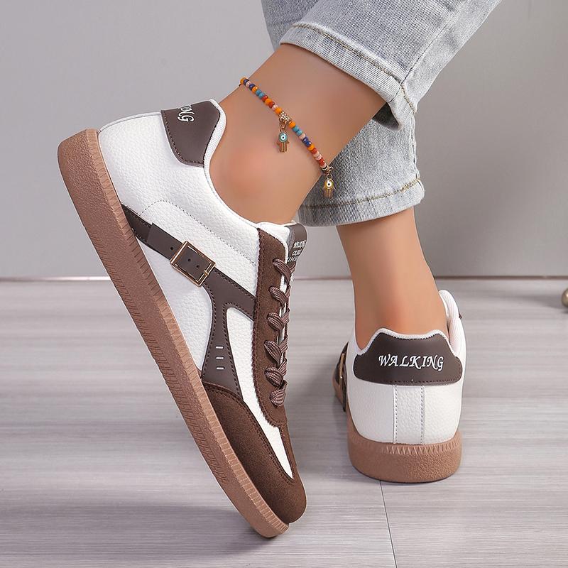 Кроссовки Lucyever Patchwork Flat Sole для женщин 2024 года, новые повседневные спортивные туфли на шнуровке, женская обувь в стиле ретро с мягкой подошвой, немецкие кроссовки