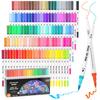 Кисть Shuttle Art Brush Watercolor 120 цветов, маркер для акварели, двойная кисть Extra Fine Water Quick Coloring Picture Art Case, в комплекте ручка, кисть, набор, ручка,
