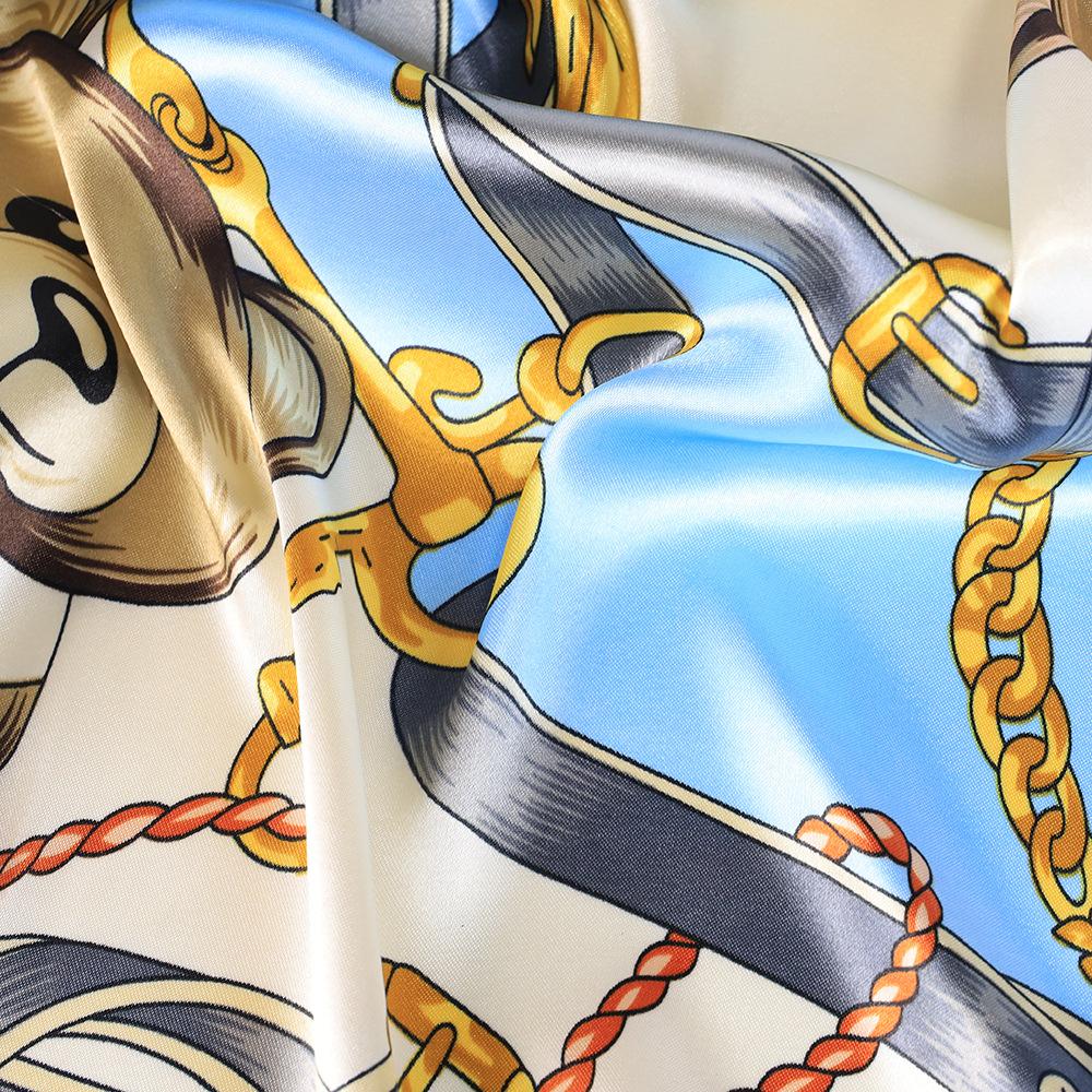 Высококачественные роскошные шелковые шарфы, повязка на голову, шарфы, шейный шарф для женщин, шелковый шарф с цепочкой, женская декоративная шаль