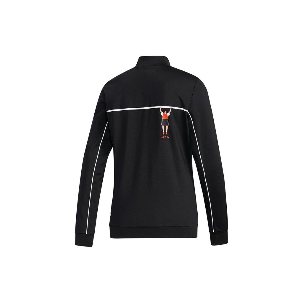 Adidas Женская куртка Neo Retro Sports с воротником-стойкой и полосатыми рукавами, на молнии, черная GP5805