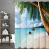 Ocean Beach Coconut Tree Shower Curtain, Bathroom Decorative Shower Curtain, Waterproof Shower Curtain with Hooks