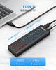 WENTER USB Hub Hub 7 портов 4 порта для зарядки 2023 Улучшенный AC Self Independent USB 5 Гбит/с High Оснащен светодиодом Высокая прочность 3.0 + [С адаптером,
