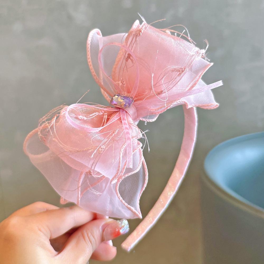 Solid Color Sparkling Bow Hairband Rhinestones Kids Hair Accessories Children Accessories