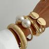 Stackable Chunky Gold Bangle Bracelets Irregular Arm Cuff Bracelets Trendy Wide Bangles  For Women