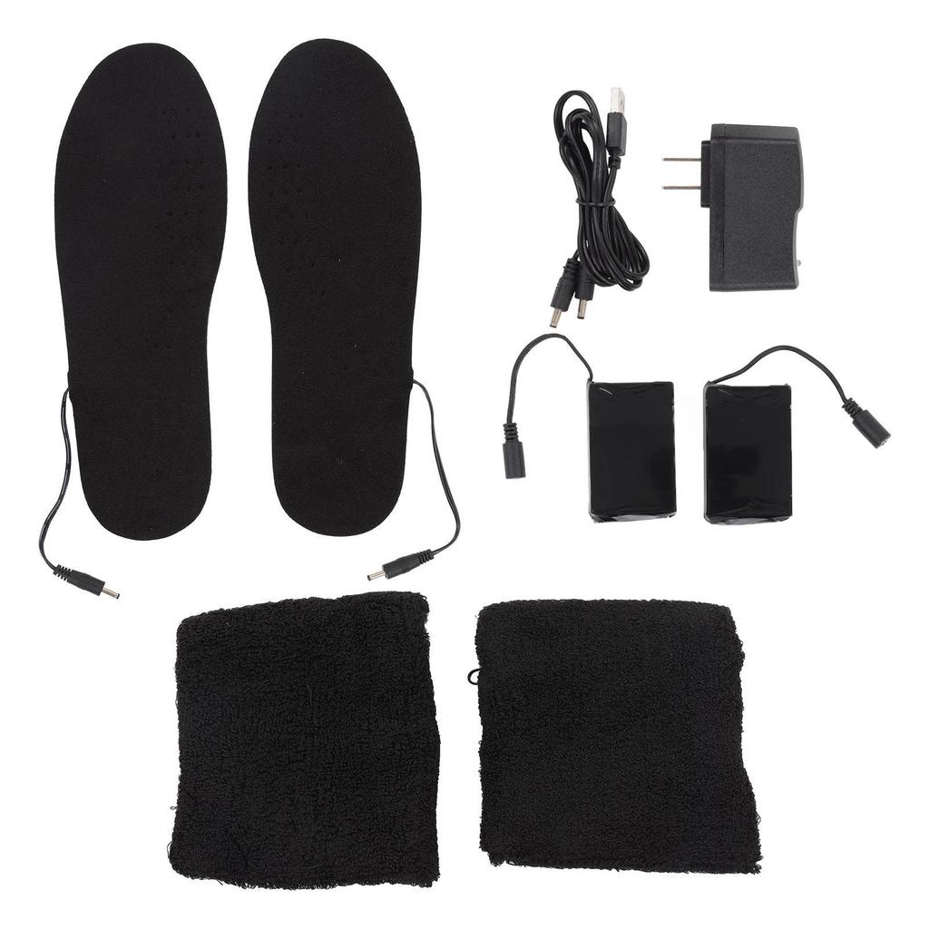 Heated Insoles Soft Warm Breathable Cuttable Electric Heating Insoles with USB Rechargeable Battery