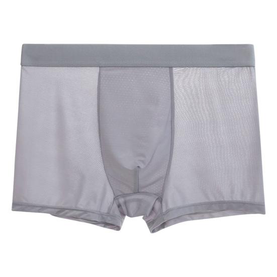 Мужские трусы-боксеры, эластичные, средней талии, U-образные, однотонные шорты, широкий пояс, тонкие трусы из ледяного шелка