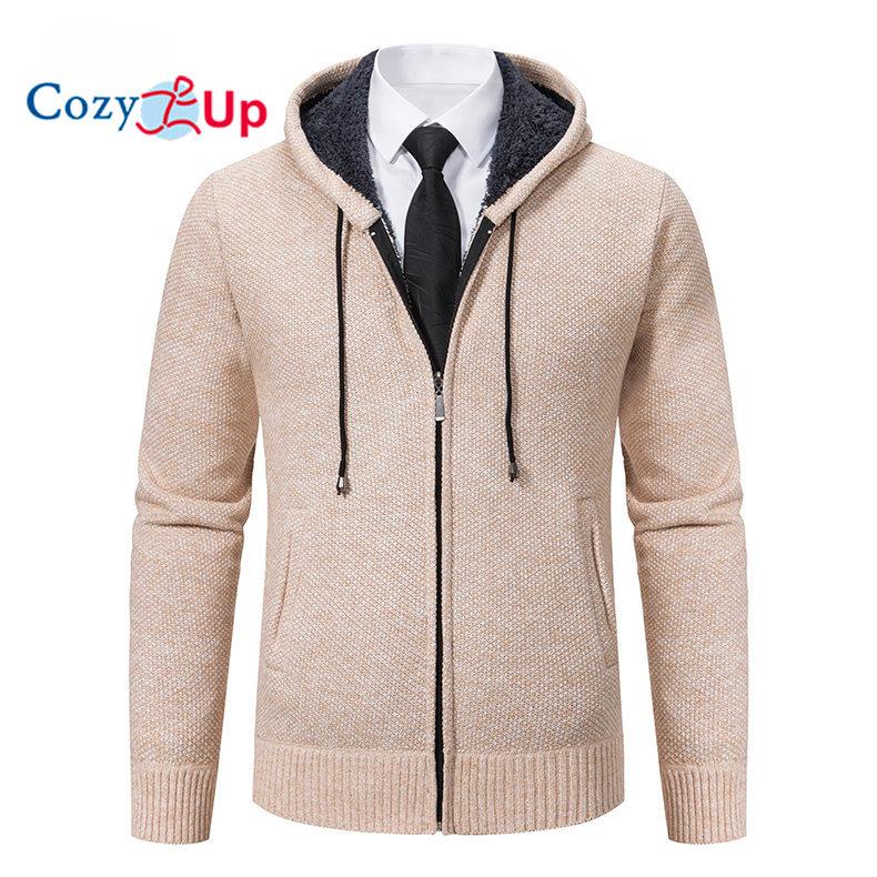 Cozy Up мужской зимний свитер пальто кардиган свитер с капюшоном плюс бархат повседневный утолщенный