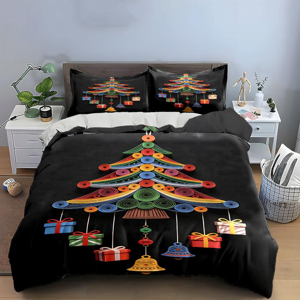 Colorful tree with ornaments. Bedding sets Duvet cover sets Duvet covers Pillowcases(1 * Duvet Cover 2 * Pillowcases without duvet insert)