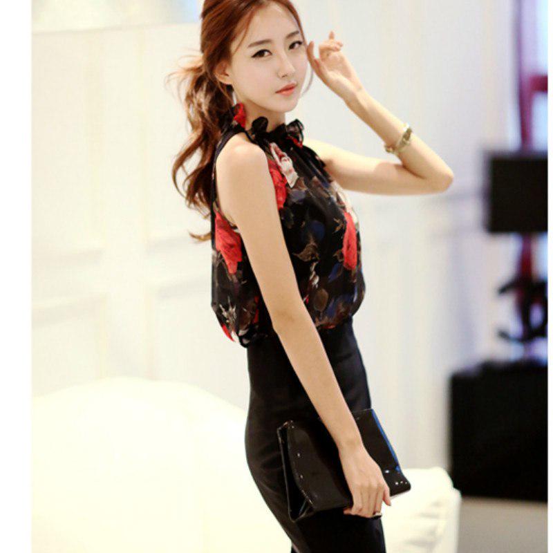 SURWENYUE модная шифоновая блузка без рукавов с принтом, летняя сексуальная женская одежда без бретелек на бретельках