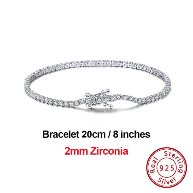 4mm Round Cut Tennis Bracelet In 925 Sterling Silver White Gold Woman Men Bracelets Bangle Jewelry Hand Chain Sb94