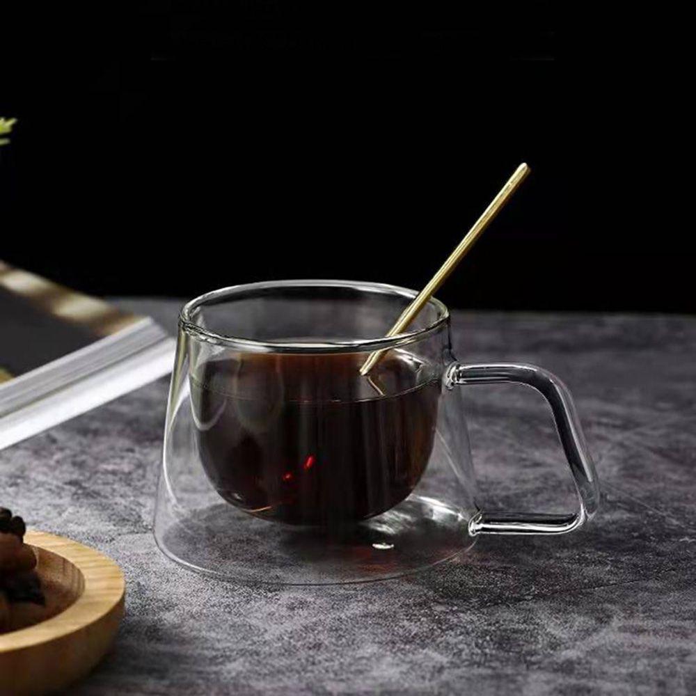 200ml Anti Scalding Insulated Double Wall Double Cup with Handle Coffee Tea Cup Breakfast Mug