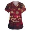 Women's Fashion V-neck Short Sleeve Workwear With Pockets Christmas Printed Tops