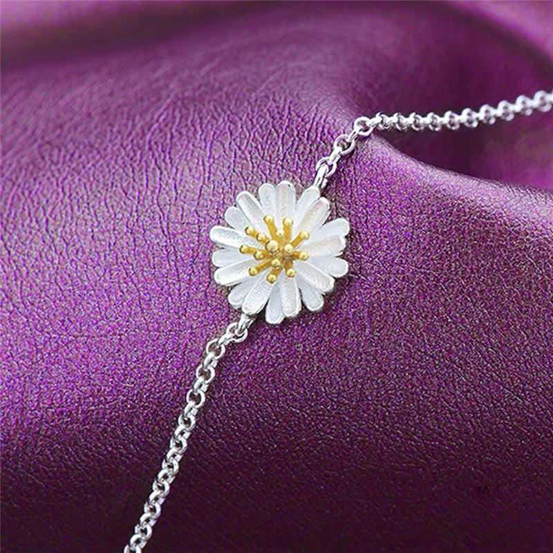 Lady Girls Bracelet Sterling Silver Fresh Little Daisy Sunflower Anklet Accessories