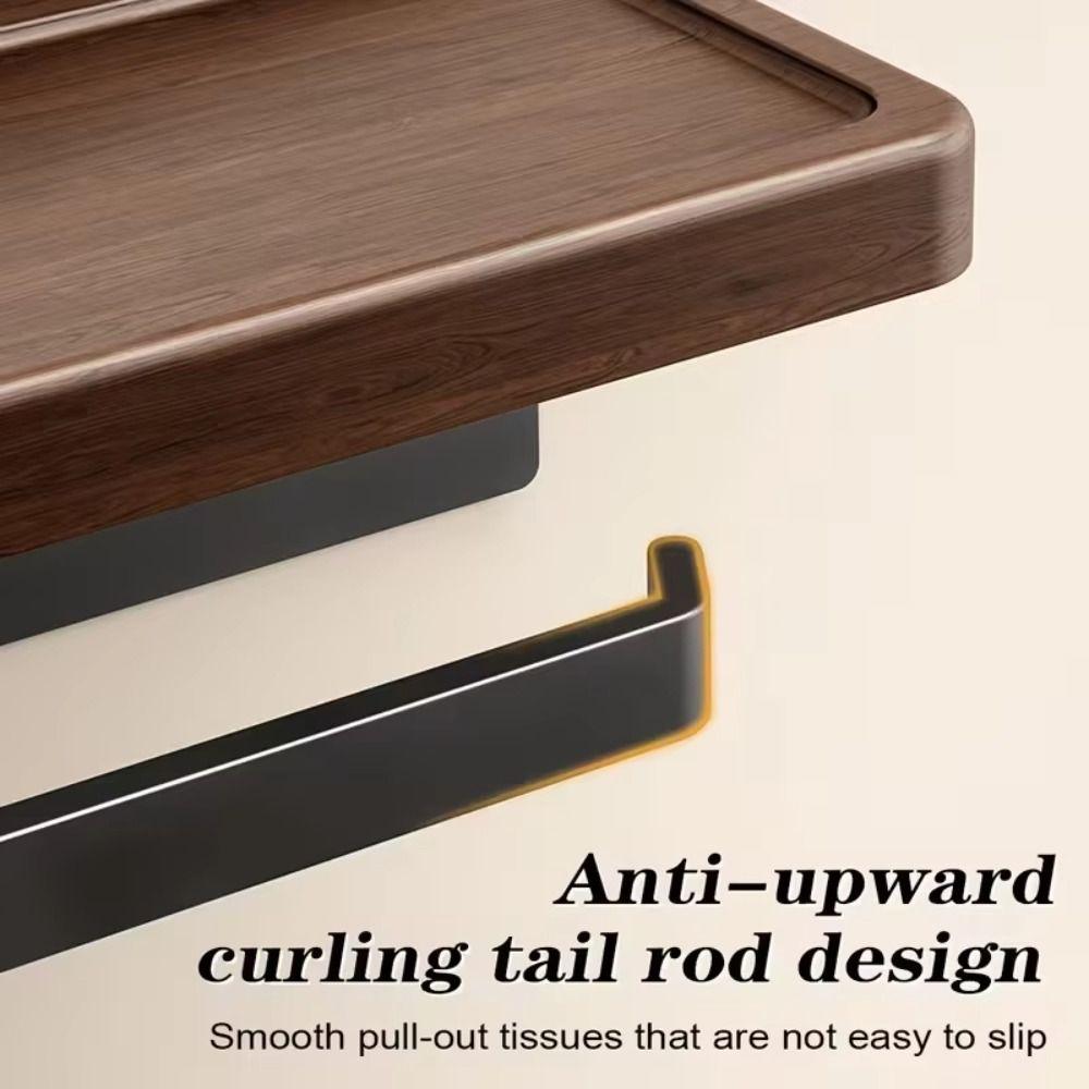Waterproof Wall-Mounted Toilet Paper Holder Wood Material Hanging Paper Towel Stand Bathroom