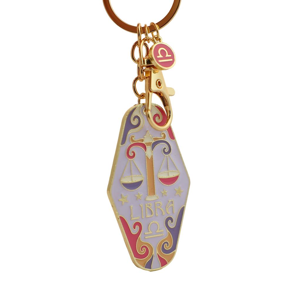 Chinese 12 Constellation Alloy Keychain Enamel Hanging Carabiner For Bag Decoration Birthday Gift Rustproof Metal Charm