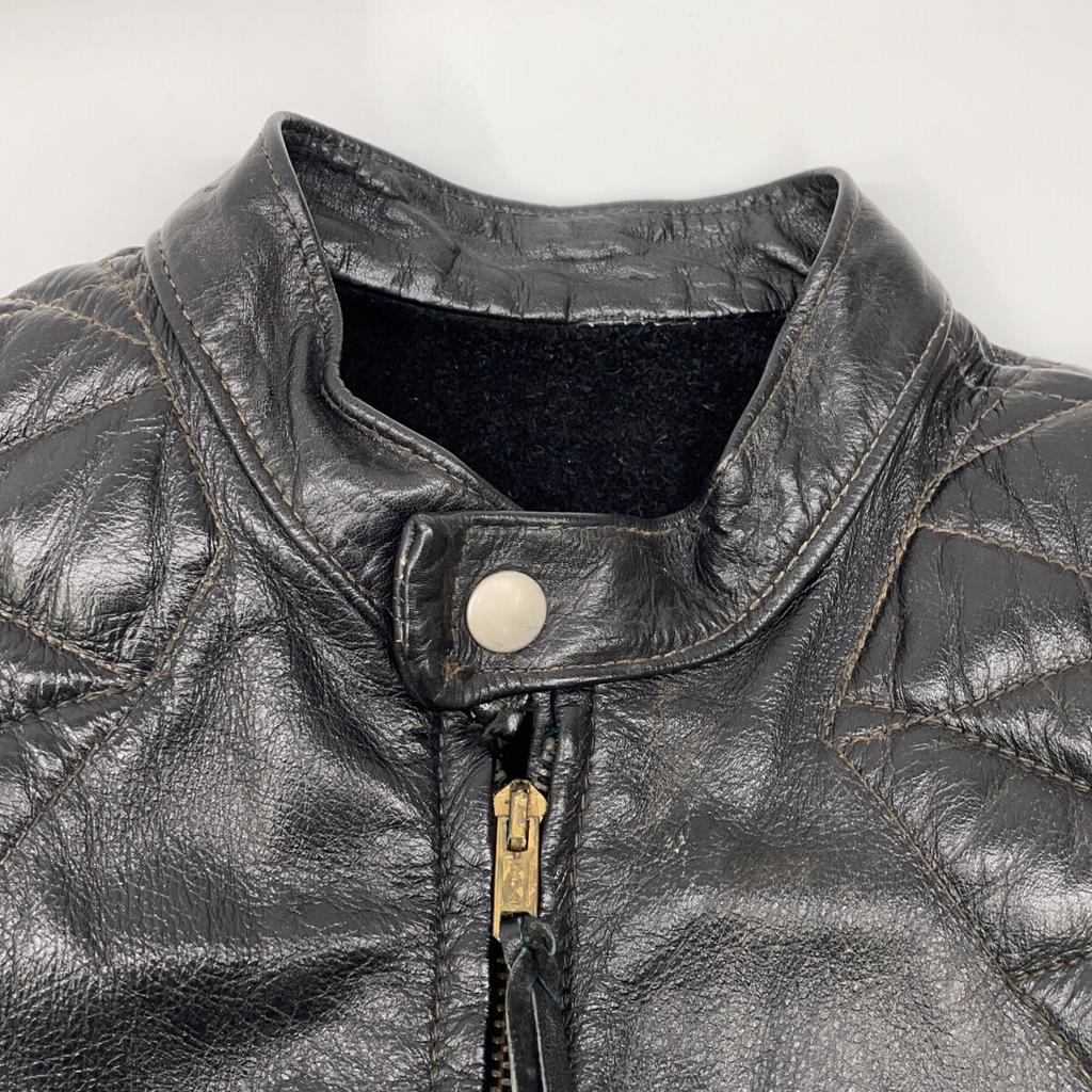 VINTAGE Vintage Leather Black TALON Zip Padded Jacket Jacket 36 blackUsed