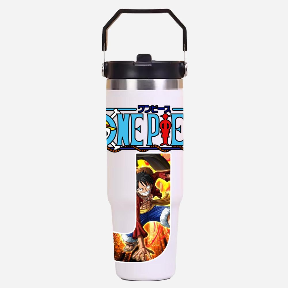 Термос из нержавеющей стали 30 унций, с принтом английских букв от A до Z в стиле аниме, однотонный, простой, чашка для воды с термоизоляцией, для холодных напитков и льда