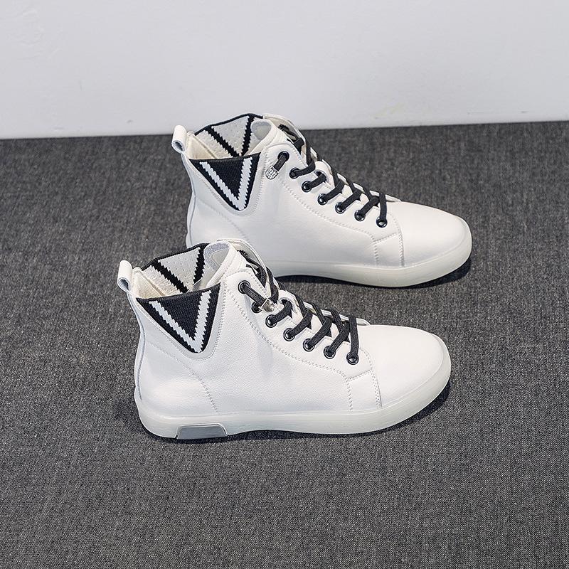 Leather Boots White Shoes Casual Flat Women's Shoes
