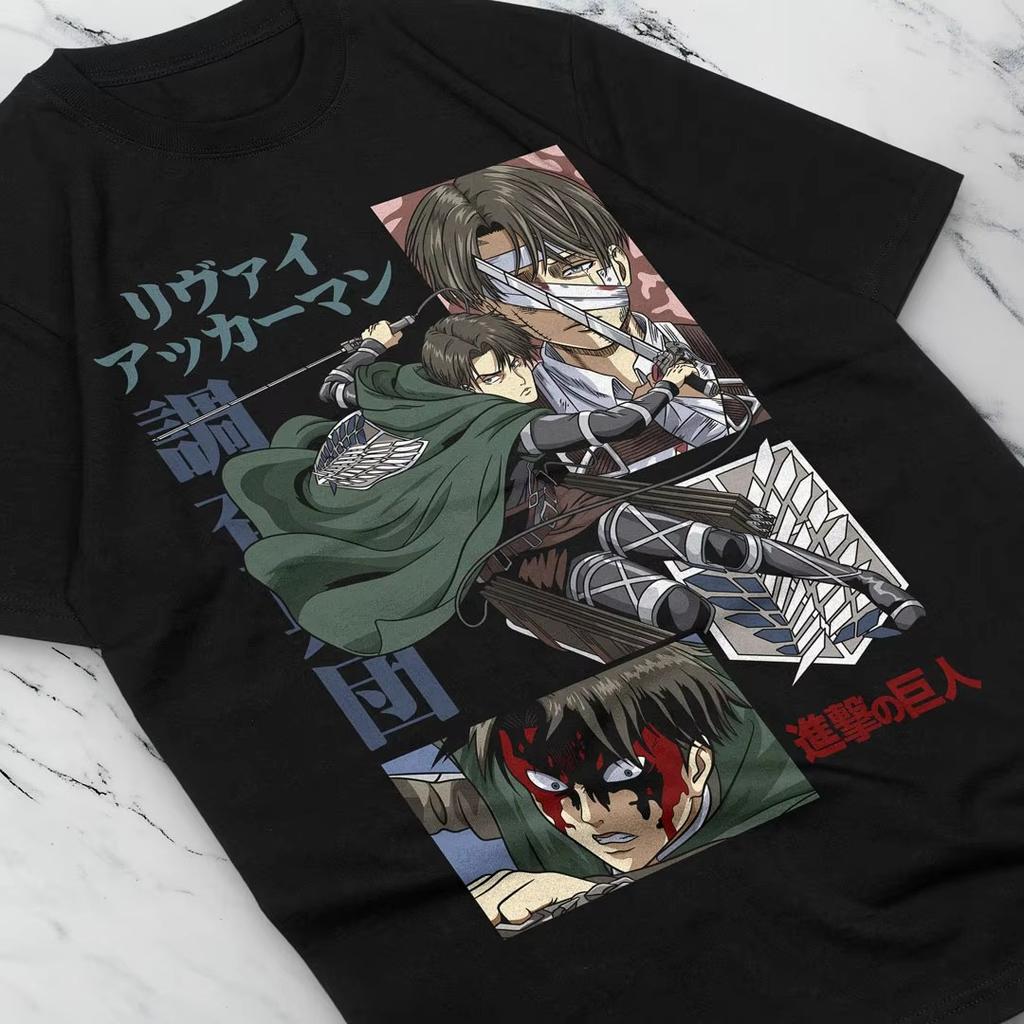 Принтованная футболка Леви Аккермана Shingeki No Kyojin Аниме Футболка Женский Y2k Топ Харадзюку Готическая Графическая Футболка Аниме Фигурка