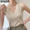 Женский трикотаж весна-осень Vets V-образный вырез без рукавов внутренняя нижняя часть рубашки стильный повседневный универсальный Ice Silk топы