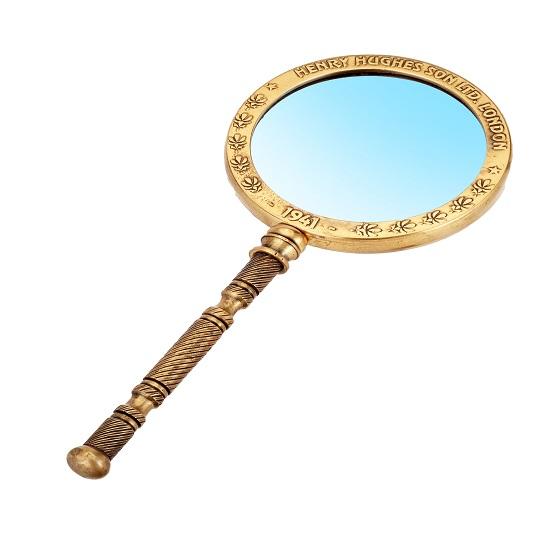 Латунная стеклянная лупа, Полная латунная лупа Генри Хьюз Лондон Лтд.. 1942, Ручная лупа, Лучший простой подарок на Хэллоуин