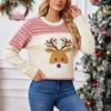Женский рождественский свитер Осень и зима Рождественский свитер с лосем Лось Модный Теплый Трикотажный пуловер с круглым вырезом