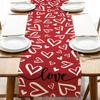 Love Heart Valentine's Day Table Runner, Inch Seasonal Anniversary Dining Table Kitchen Decoration For Indoor Home Party