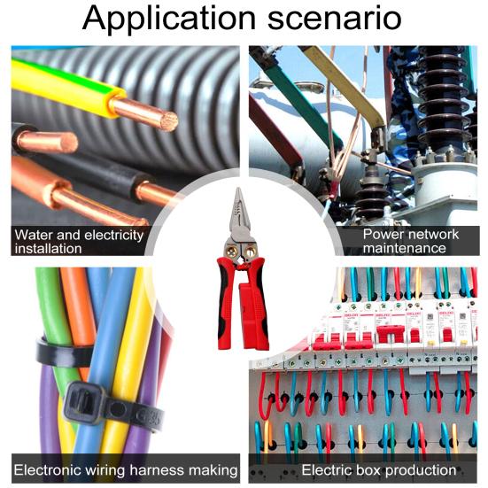 8-in-1 Wire Stripper Handle Ergonomic Design with Voltage Tester Non-Slip Multi-function Electric Wire Cutter