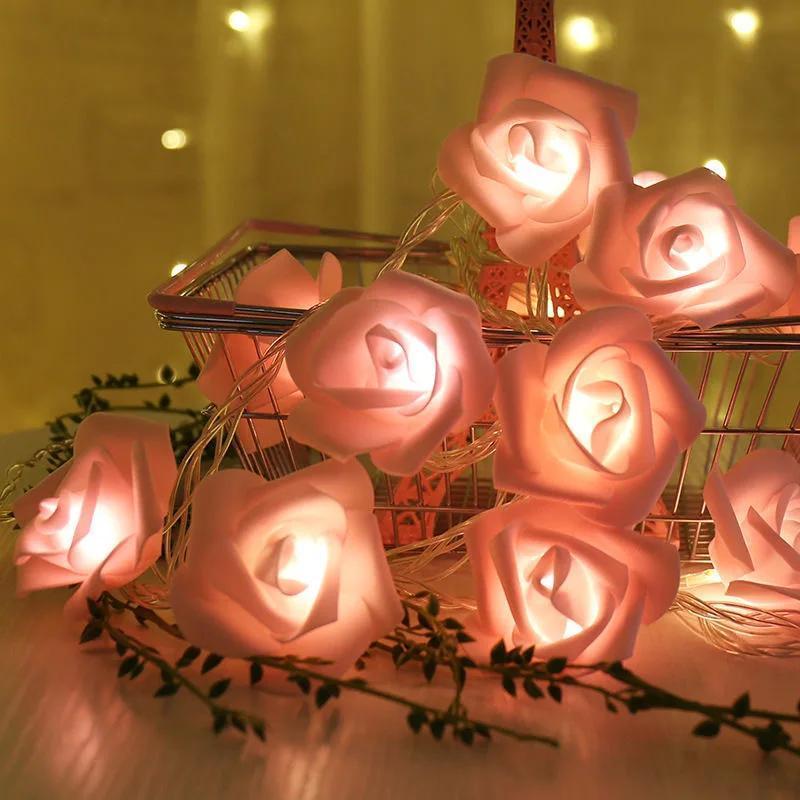1.5M LED Flower String Lights Artificial Rose Bouquet Romantic Fairy Light Garland Valentines Day Wedding Party Decor