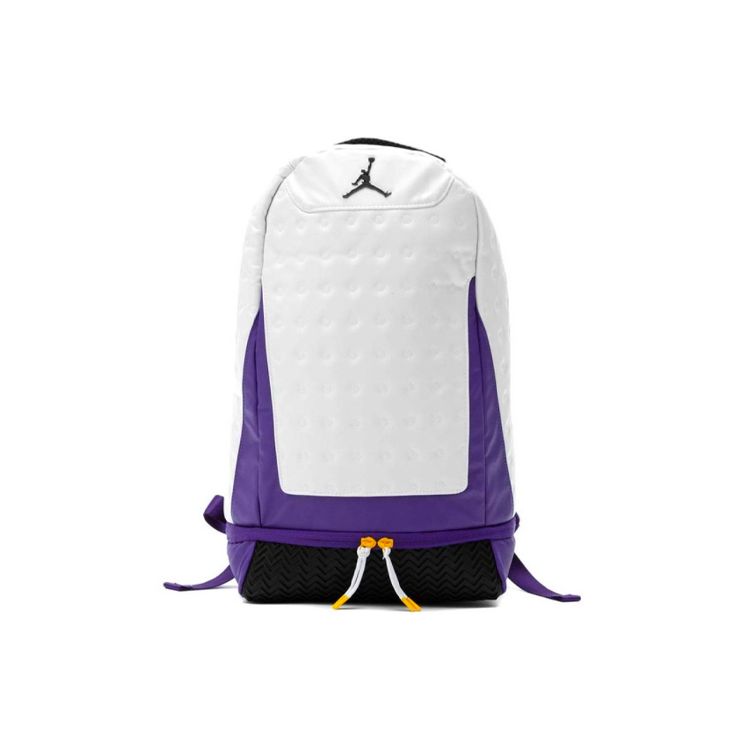 Jordan AJ13 Panda Zipper Polyester Computer Basketball Backpack Unisex Backpack Lakers-Color Purple Gold 9A1898-P6N