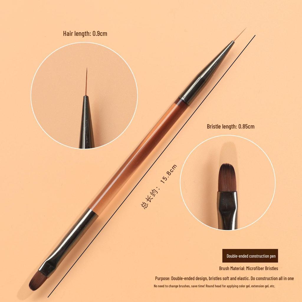 Набор двухсторонних кистей для нейл-арта: Акриловая подставка для ручек, ручки для линейного рисунка и градиента