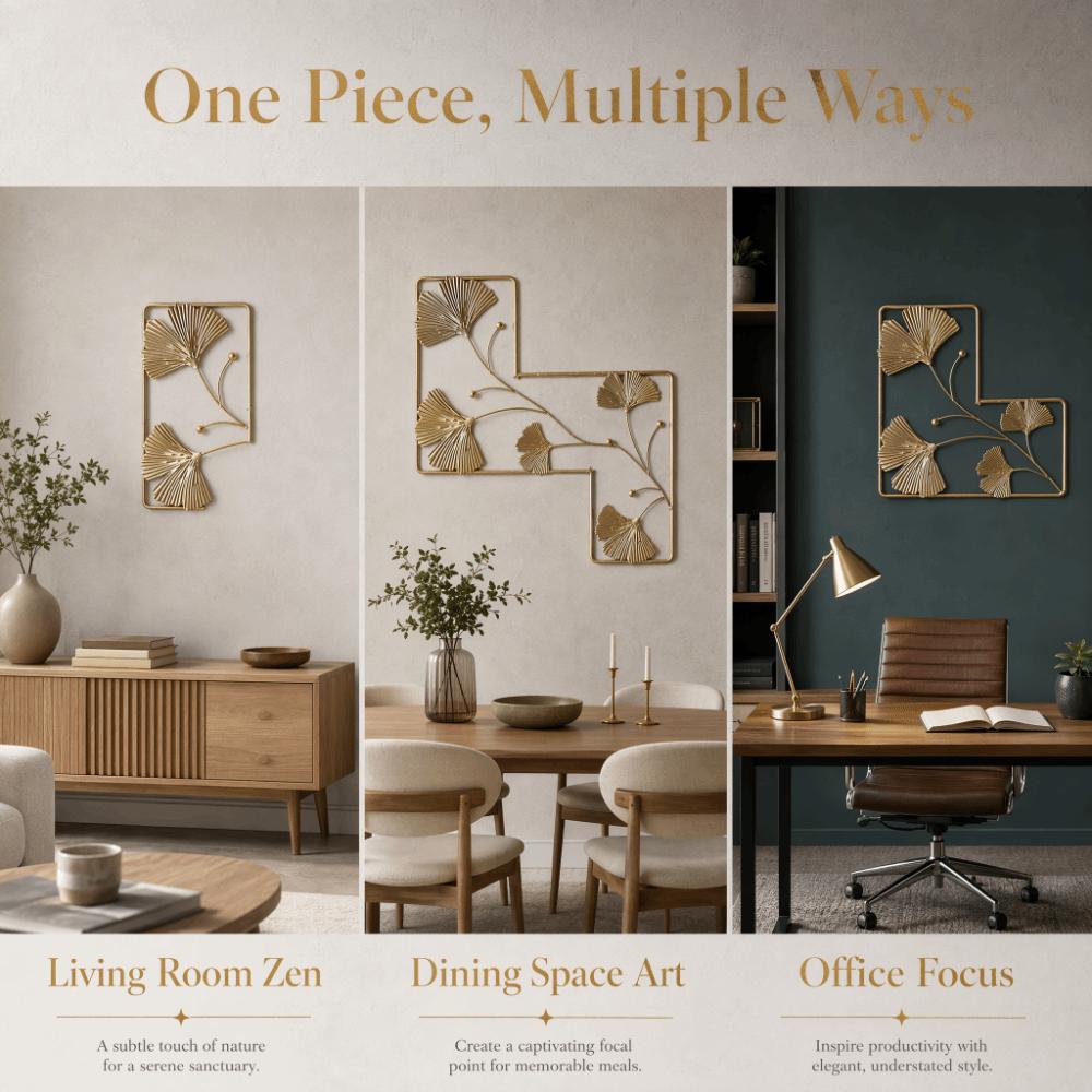 7.9in Metal Wall Art Decor Gold Color Living Room Wall Decor Silhouette Wall Art for Home Decor