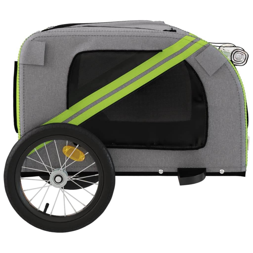 Bicycle Trailer for Dogs Green and Grey Oxford Fabric and Iron