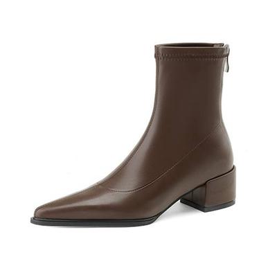 Базовый дизайн из микрофибры, зимние ботинки с острым носком, современные ботинки на толстом среднем каблуке, женские ботильоны