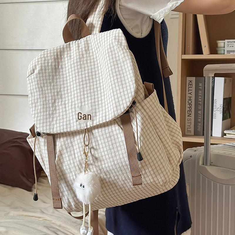 Клетчатый легкий рюкзак для студентов колледжа и старшеклассников - Большая вместимость для путешествий на открытом воздухе