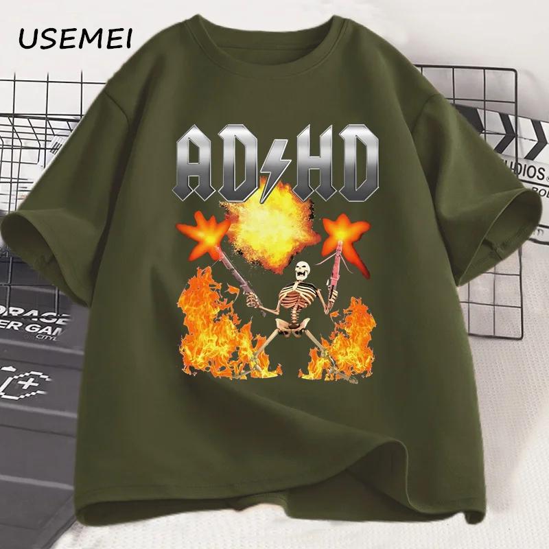 Funny ADHD Graphic Tee Shirt Mental Health Awareness T-Shirt Men Women Fashion Casual Tops All Season Loose Harajuku Clothing